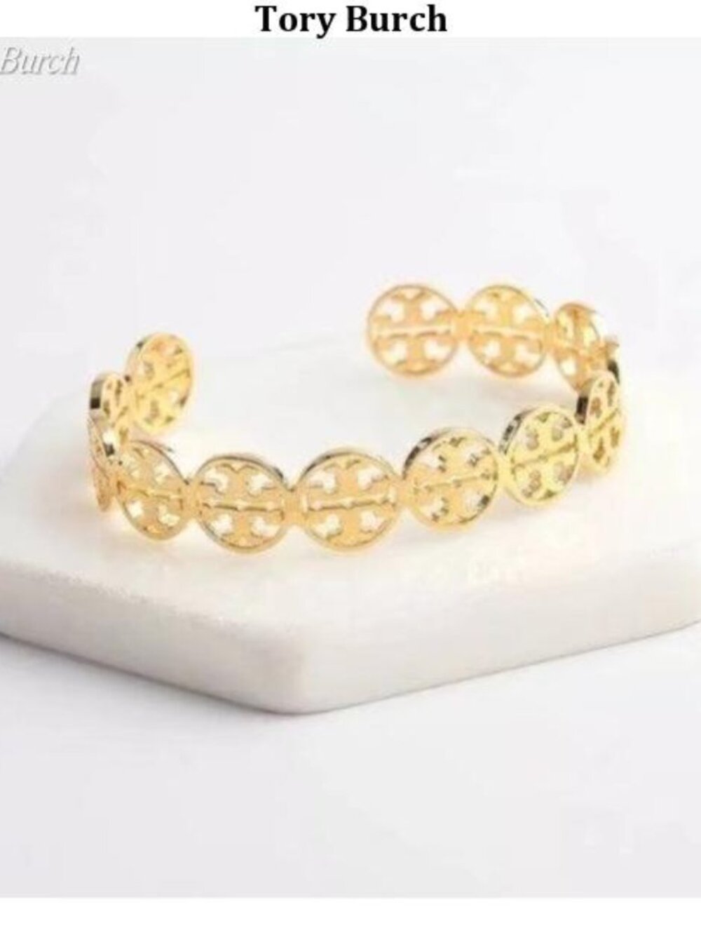 Tory Burch Gold Open Circle Logo Cuff Bracelet